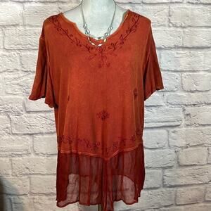 Indian-inspired batik embroidered blouse